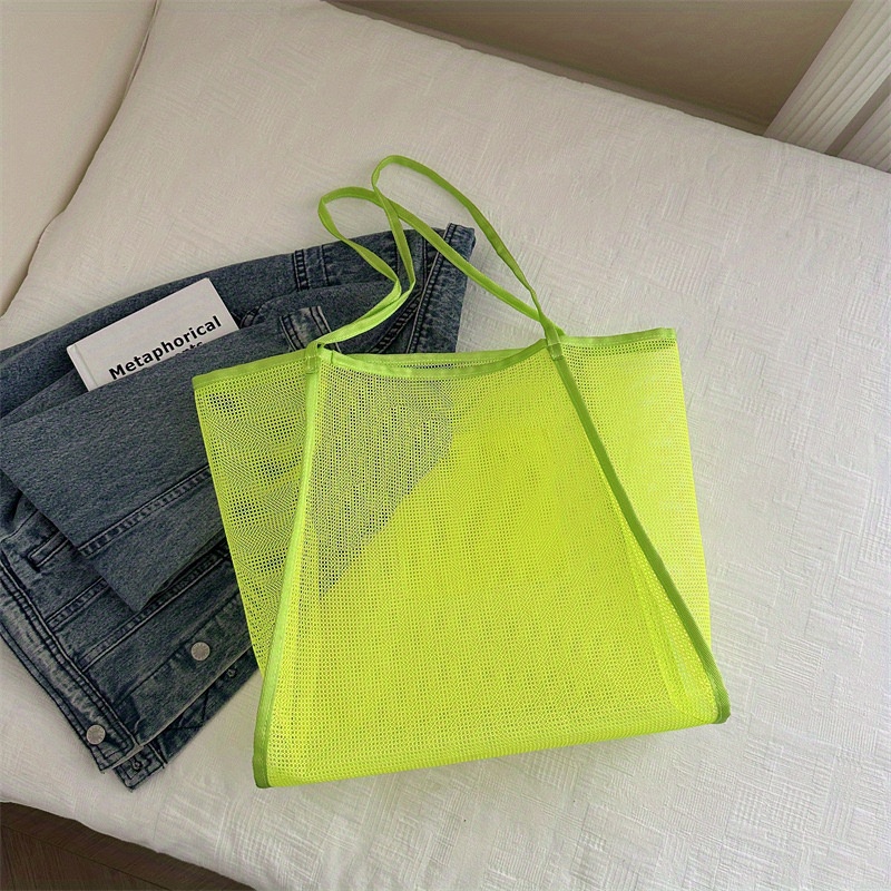 New Transparent Mesh Single-shoulder Tote Bag, Stylish, Lightweight, Versatile, Large Capacity For Travel And Shopping