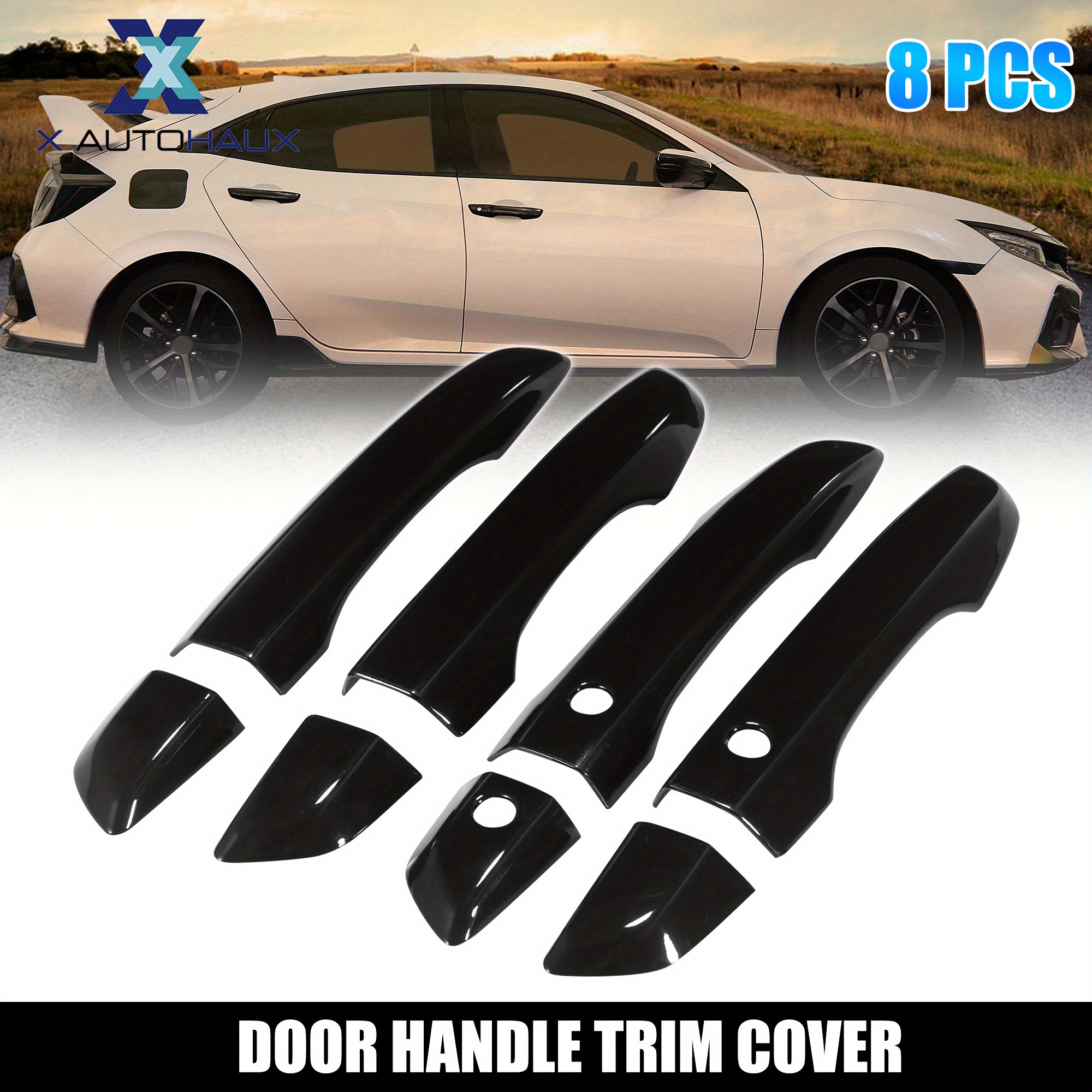 

X Autohaux 4pcs Abs Exterior Door Handle Trim Cover 10th Gen For Honda Civic 2016 2017 2018 2019 2020 2021 With Smart Keyhole