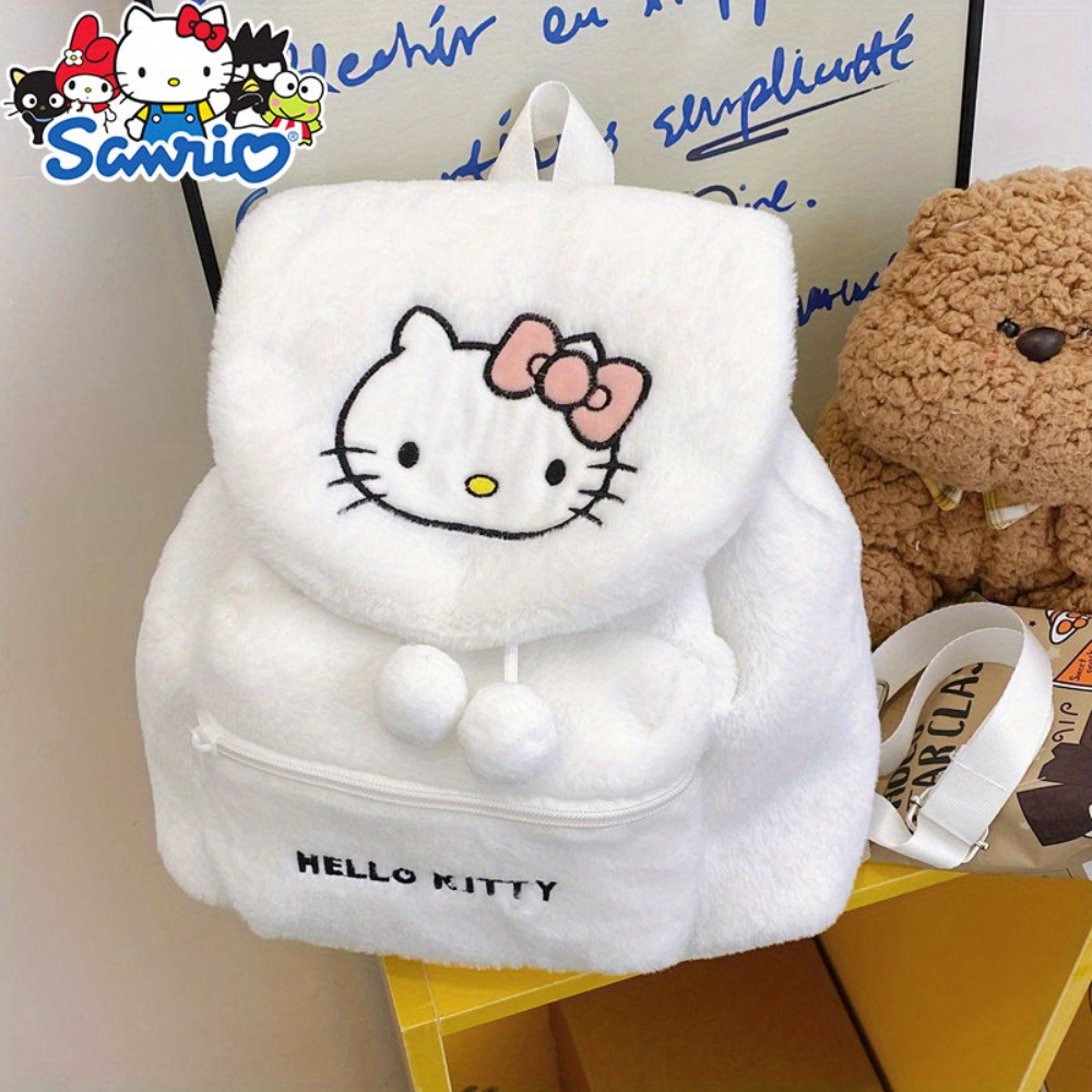 

1pc, Authorized By Sanrio Sanrio Official Large Capacity Plush Backpack - Sweet For Girls - Fashionable , School & Play