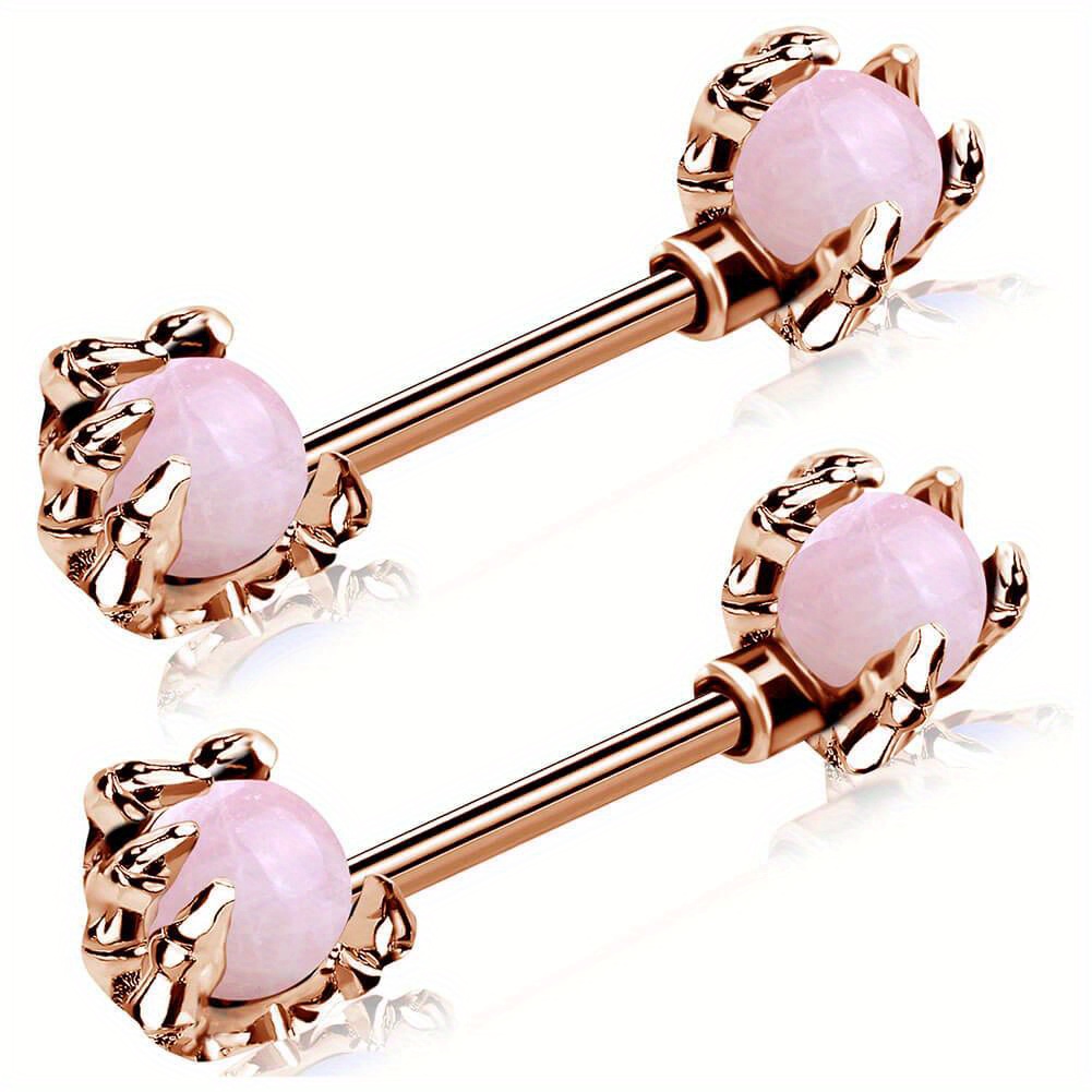 

14g Dragon Claws Nipple Rings White Opals Nipple Barbell Piercing