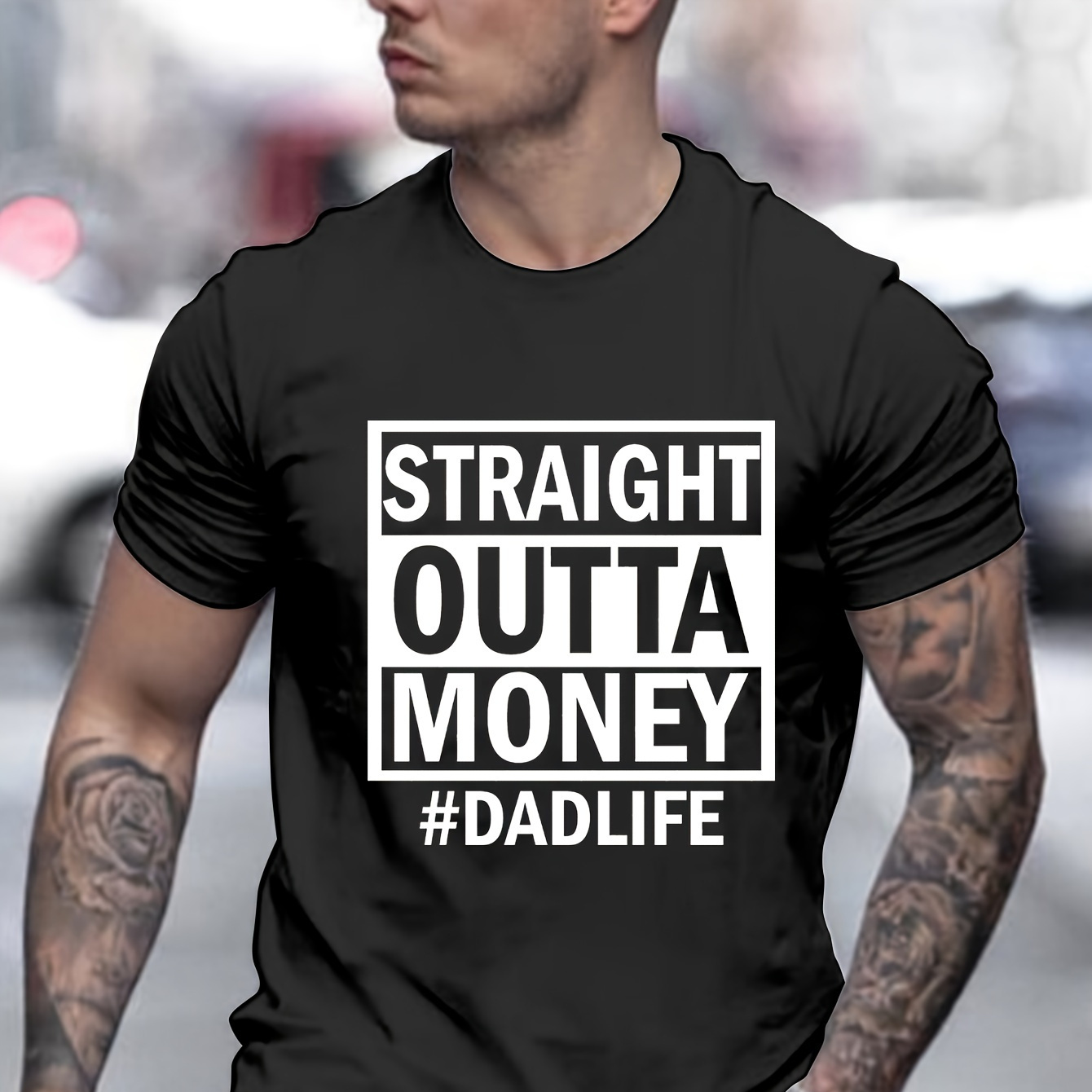 

1 Pc, 100% Cotton T-shirt, Straight Outta Money Print Men's T-shirt, Casual Short Sleeve Crew Neck Top, Men's Summer Clothing