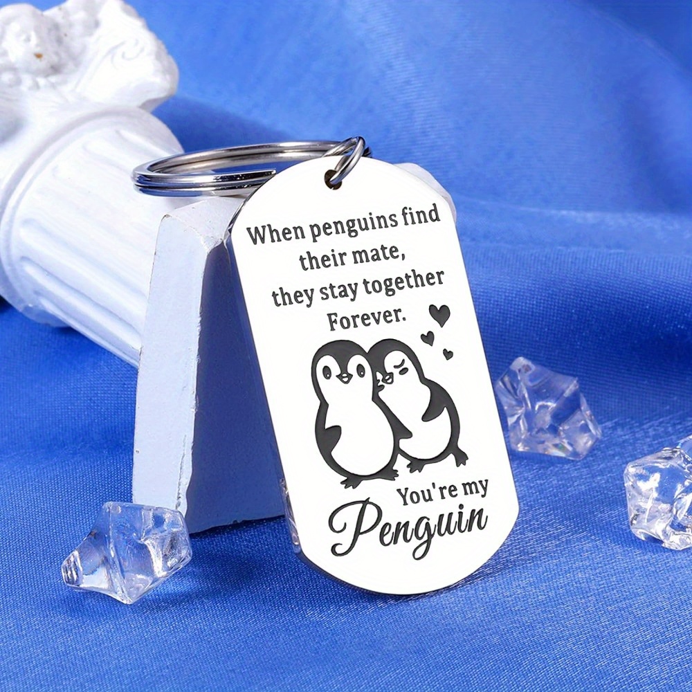 

Penguin Keychain - Stainless Steel, "you're My Penguin" Engraved Message, Perfect Valentine's Day Gift For Boyfriend, Girlfriend, Or Wife