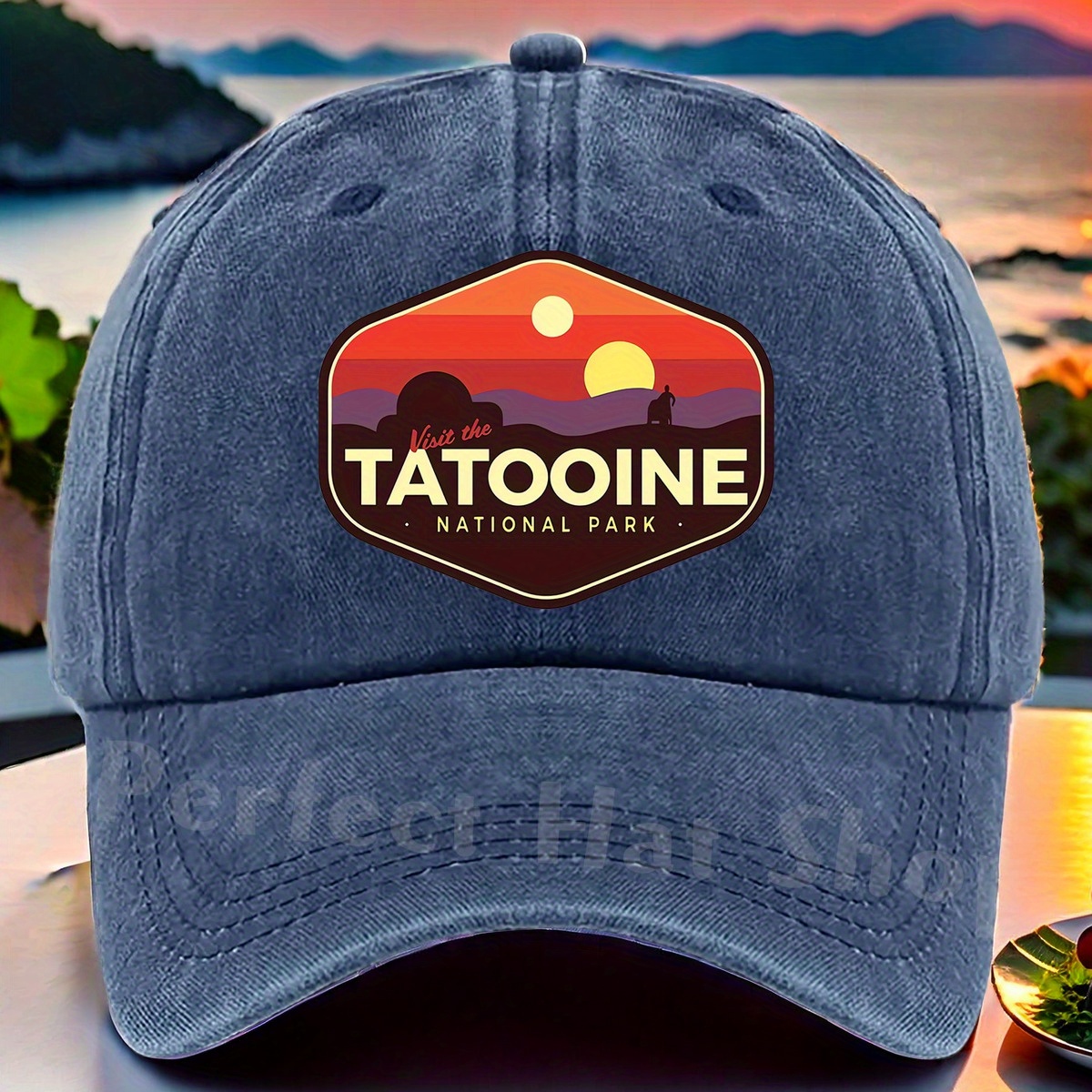 

Adjustable Cotton Baseball Cap With "visit The National Park" Print - Sun Protection Themed Outdoor Hat