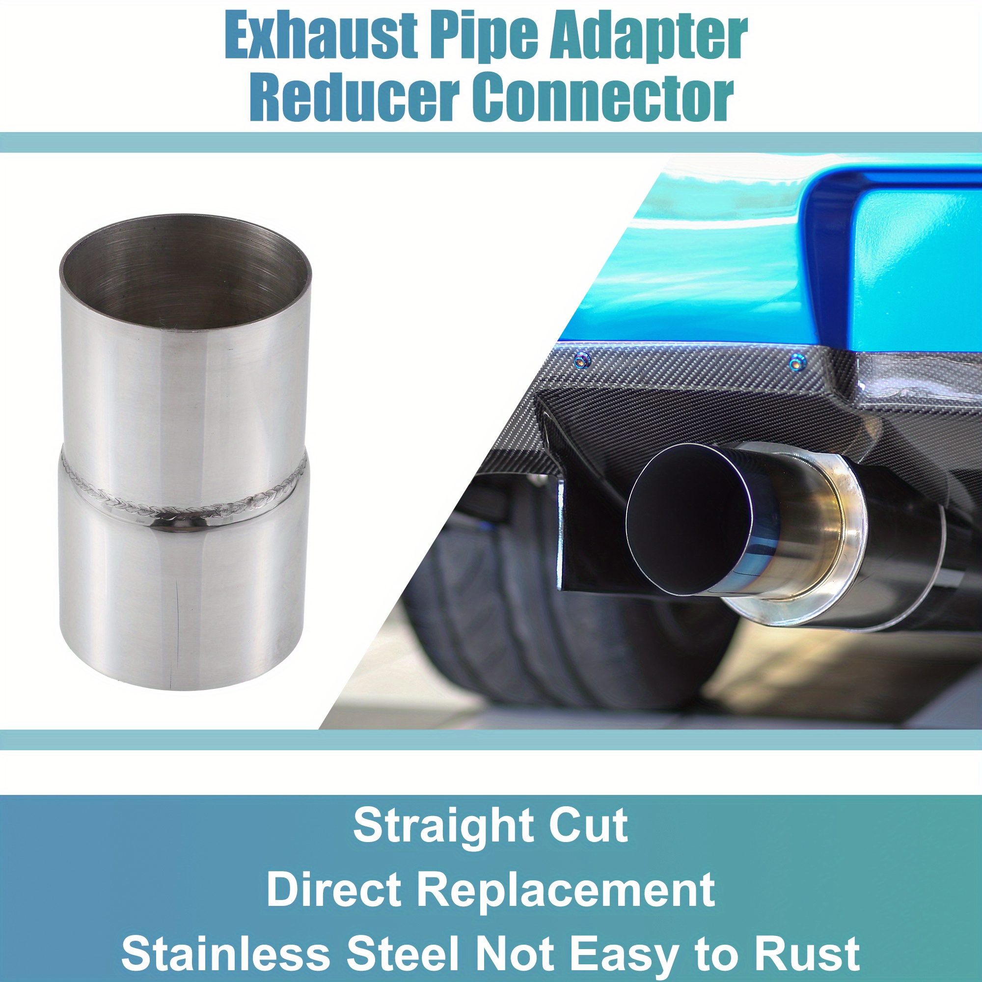 X AUTOHAUX 2.5 ID to 3 ID Stainless Steel Car Exhaust Pipe Adapter Reducer