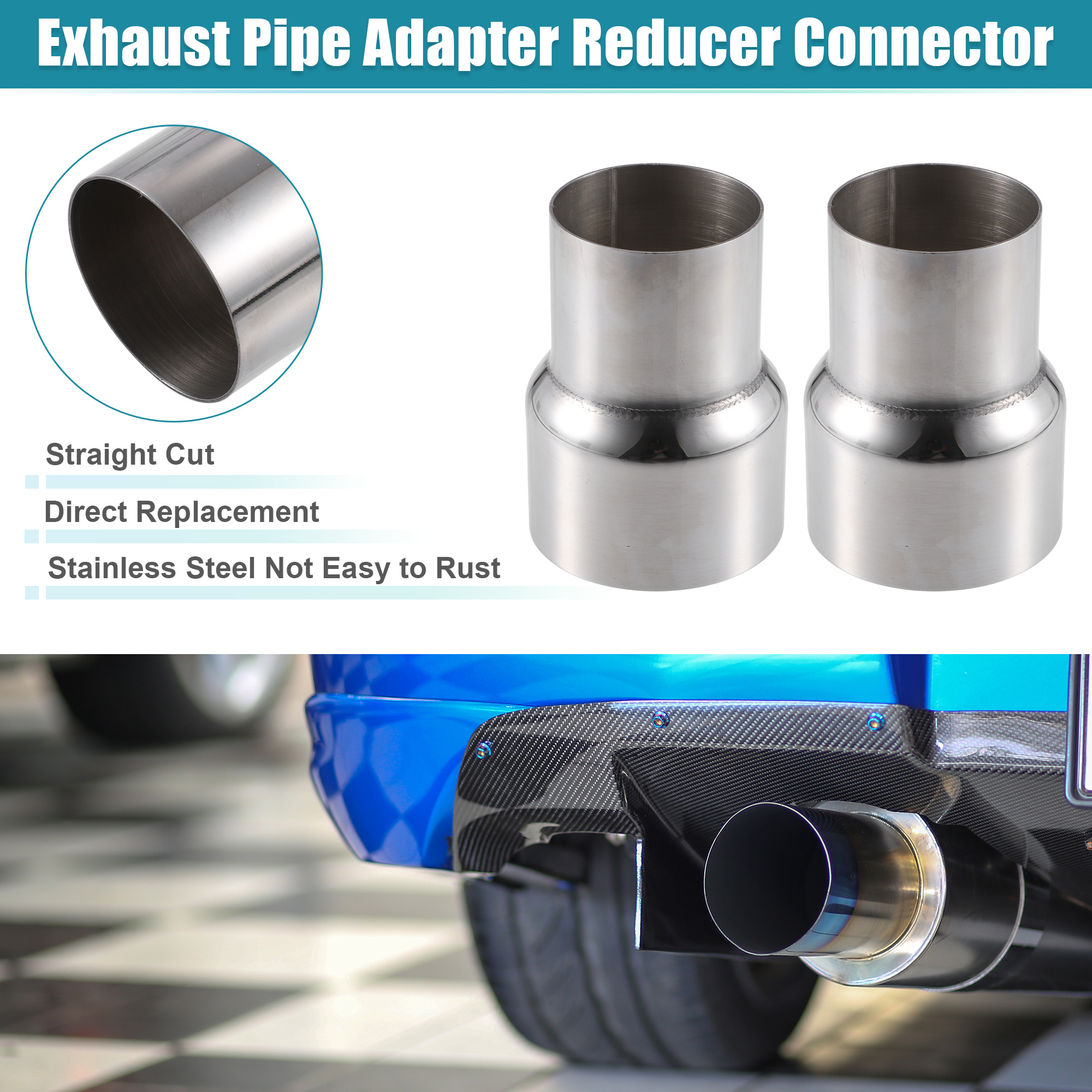 Silencieux D'échappement 2-Pack Exhaust Pipe Adapter Reducer - 2.25" ID To 2.5" OD Stainless Steel Connector For Car Exhaust Systems 2 5 Inch Exhaust Pipe - Foto 10