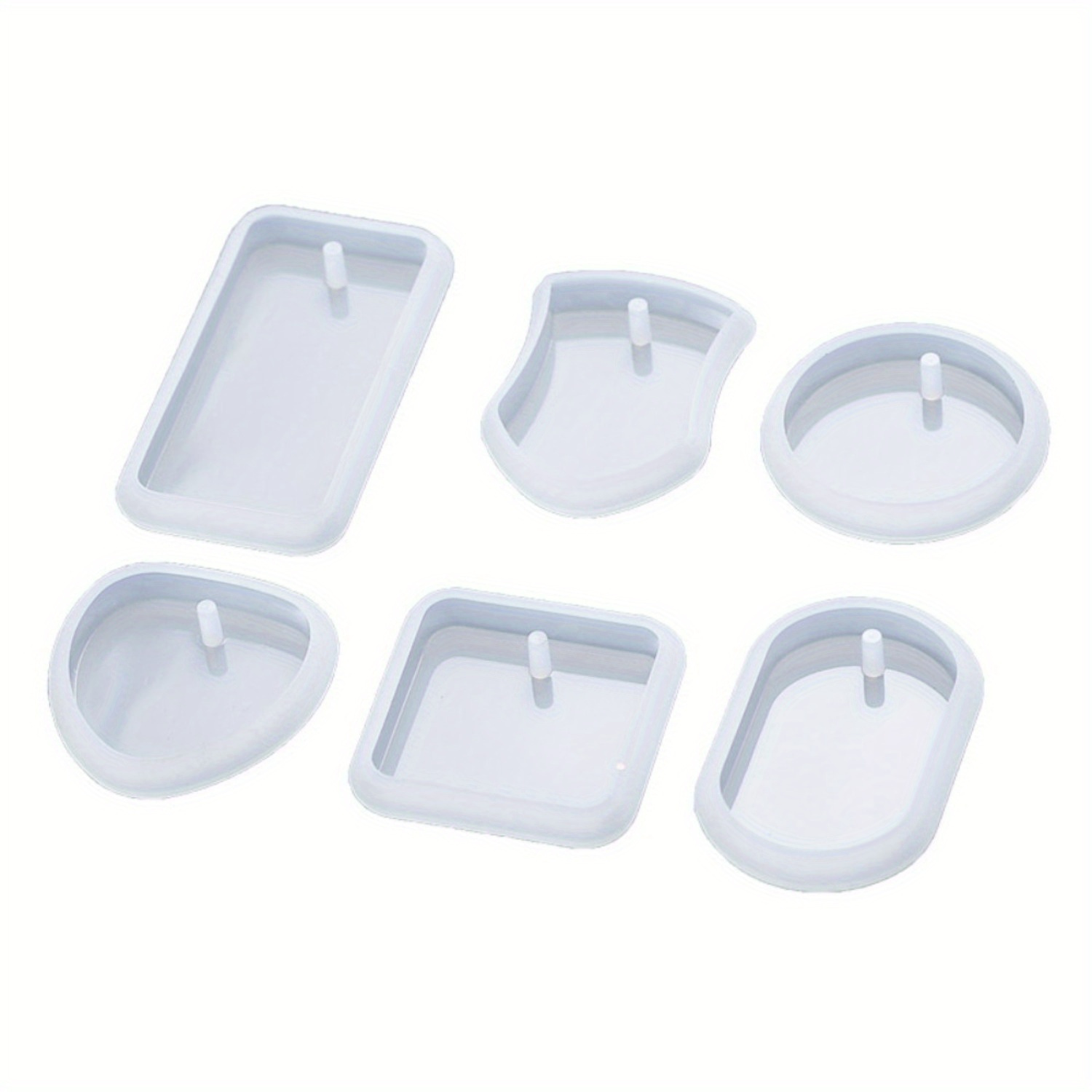6pcs DIY Keychain Pendant Silicone Mold Set Crystal Epoxy Resin Mold Round Rectangle Pendants Jewelry Making Casting Mould Resin Casting Molds