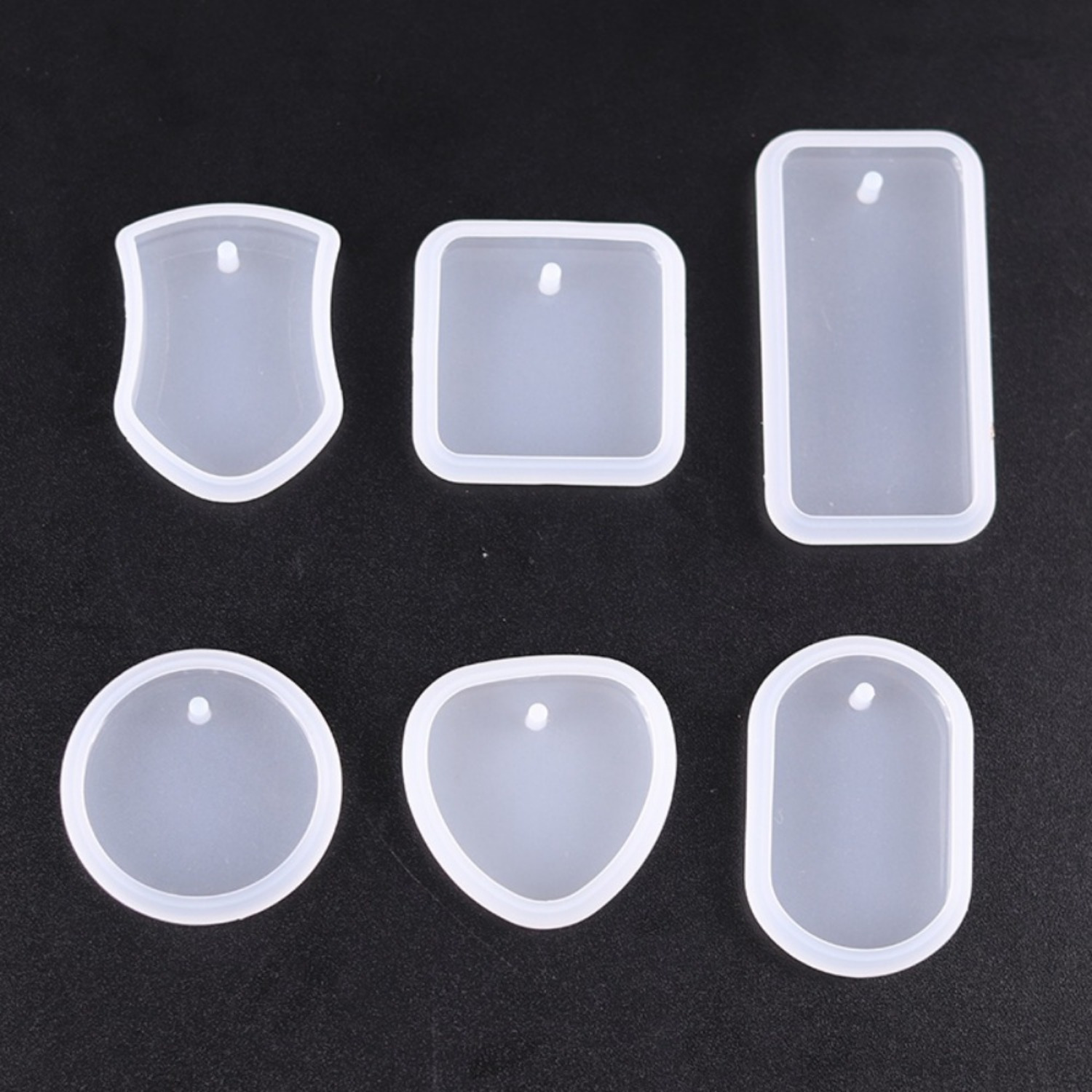 6pcs DIY Keychain Pendant Silicone Mold Set Crystal Epoxy Resin Mold Round Rectangle Pendants Jewelry Making Casting Mould Resin Casting Molds