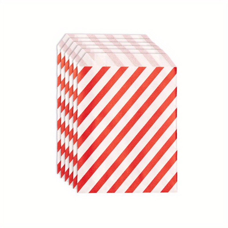 25pcs 5x7 Inch White And Red Striped Paper Bags – Elegant Gift Wrapping For Weddings, Christmas, Holidays, And – Stylish And Versatile Party Favor Bags For Small Gifts, Crafts, And Decorations