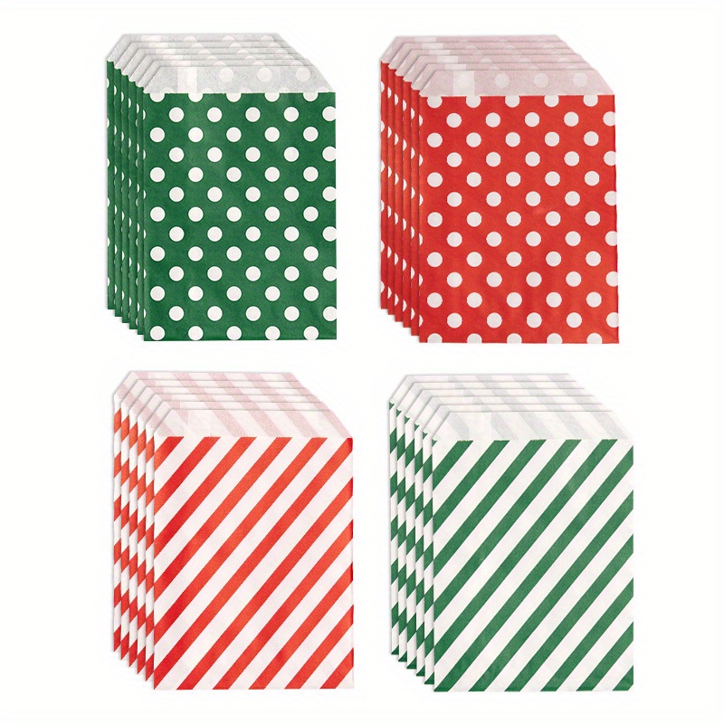 

25-piece 5x7" Festive Red & White Striped Paper Gift Bags - Perfect For Holidays, Weddings, Christmas Favors & Treats