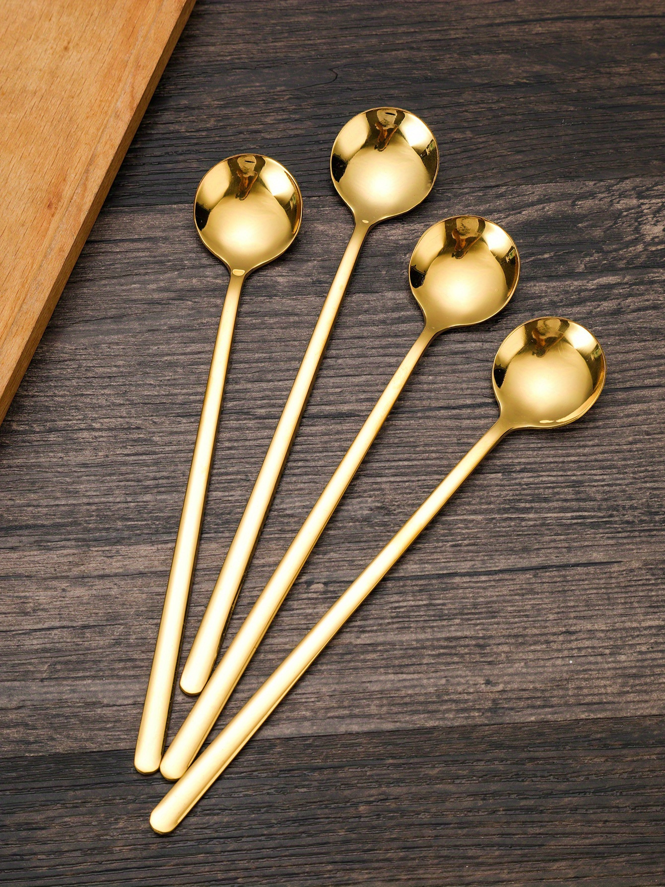 4 pcs stainless steel coffee scoops with long handle metal stirring espresso spoons   iced tea spoons for tableware details 3