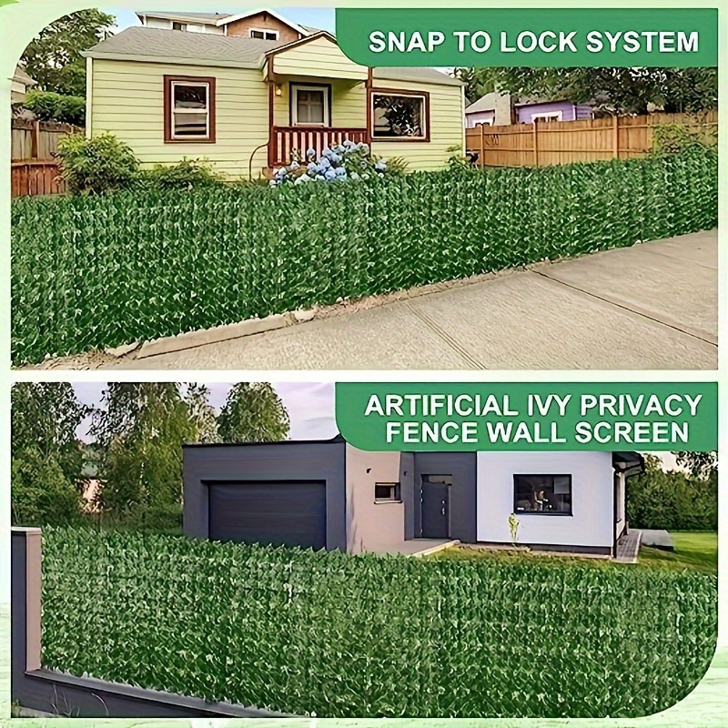 

1pc Artificial Ivy Privacy Fence Wall Screen - No-electricity Needed, Plastic, Uv-resistant, Green Faux Ivy Leaf Decor For Balcony, Garden & Outdoor Walls