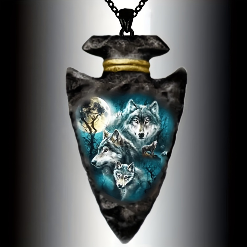 TEMU Pendant Necklace, Wolf Pattern Necklace For Men