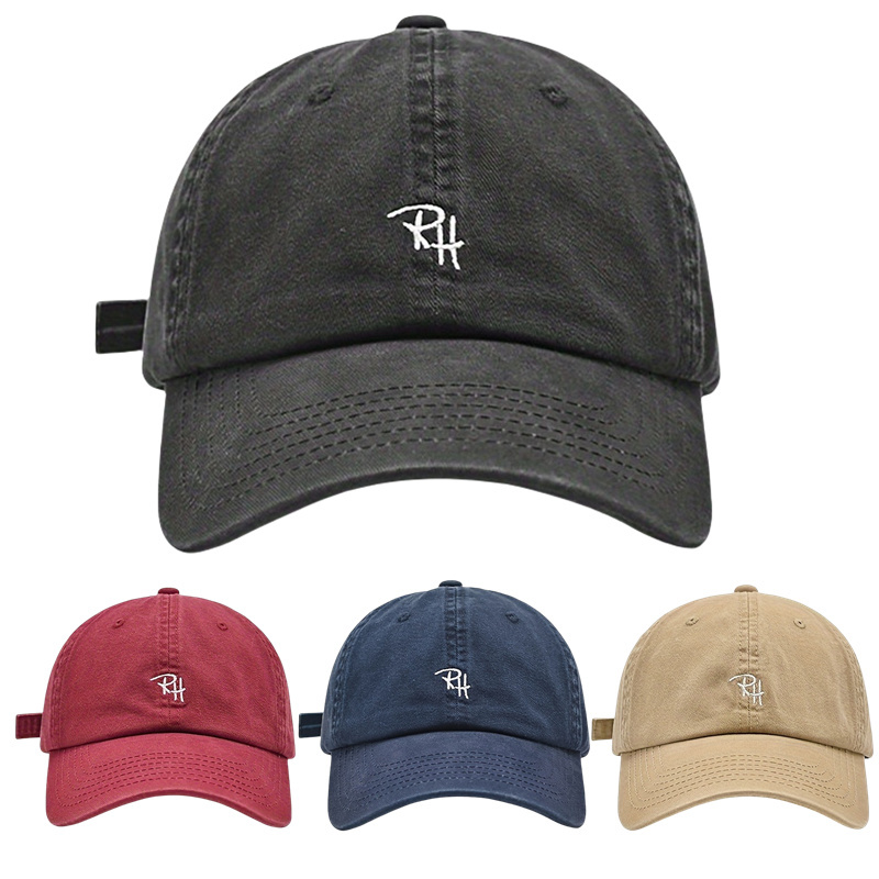 

1pc Plain Color Baseball Cap With Letter Embroidered, Soft Top, Unisex Cotton Curved Brim Dad Hat With Adjustable Strap, Casual Sports Cap In Multiple Colors