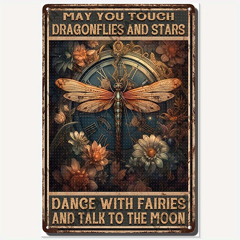 

Vintage Metal Sign 5.85x7.8in - "may You Touch Dragonflies And Stars, Fairies And " - Ideal For Home, Bar, Kitchen Decor | Artistic Wall Gift, Decor