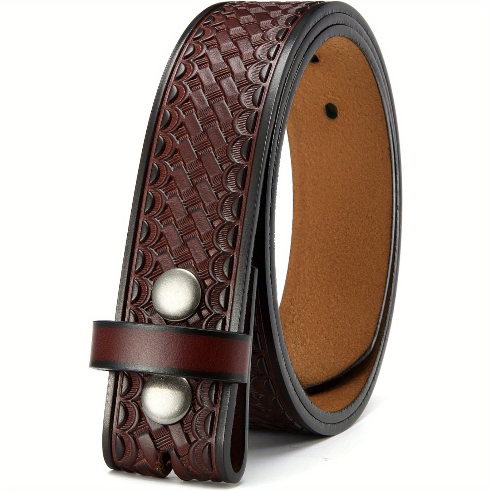 

Chaoren Western Belts For Men Without Buckle - Cowboy Belt 1.5" Full Grain Leather Belt For Jeans - 1 Solid Piece Leather