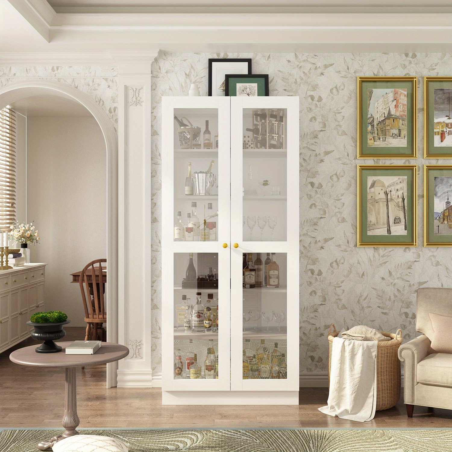 glass cabinet display cabinet 6 tier shelves storage cabinet Temu