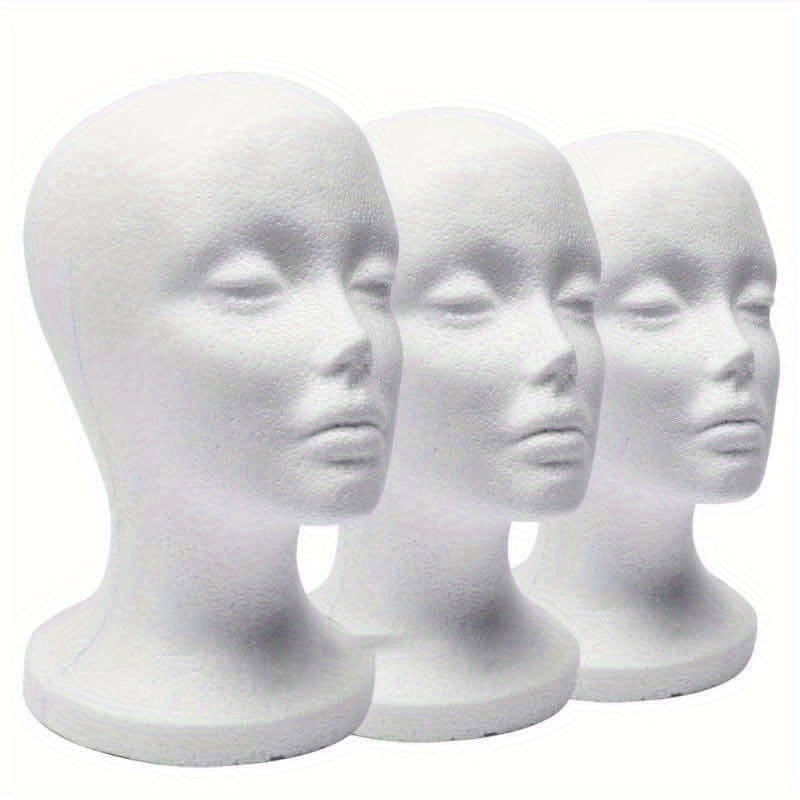 TEMU 3 Packs Full-size Disposable Makeup Head Models, Color-painted Practice Mannequins For Wigs, Unfragranced, Cosmetic Tools For Beauty And Personal Care