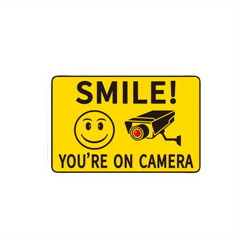 

' Camera" Vinyl Sticker - Matte , Self-adhesive Security Warning Decal For Cctv Cameras, Camera Stickers