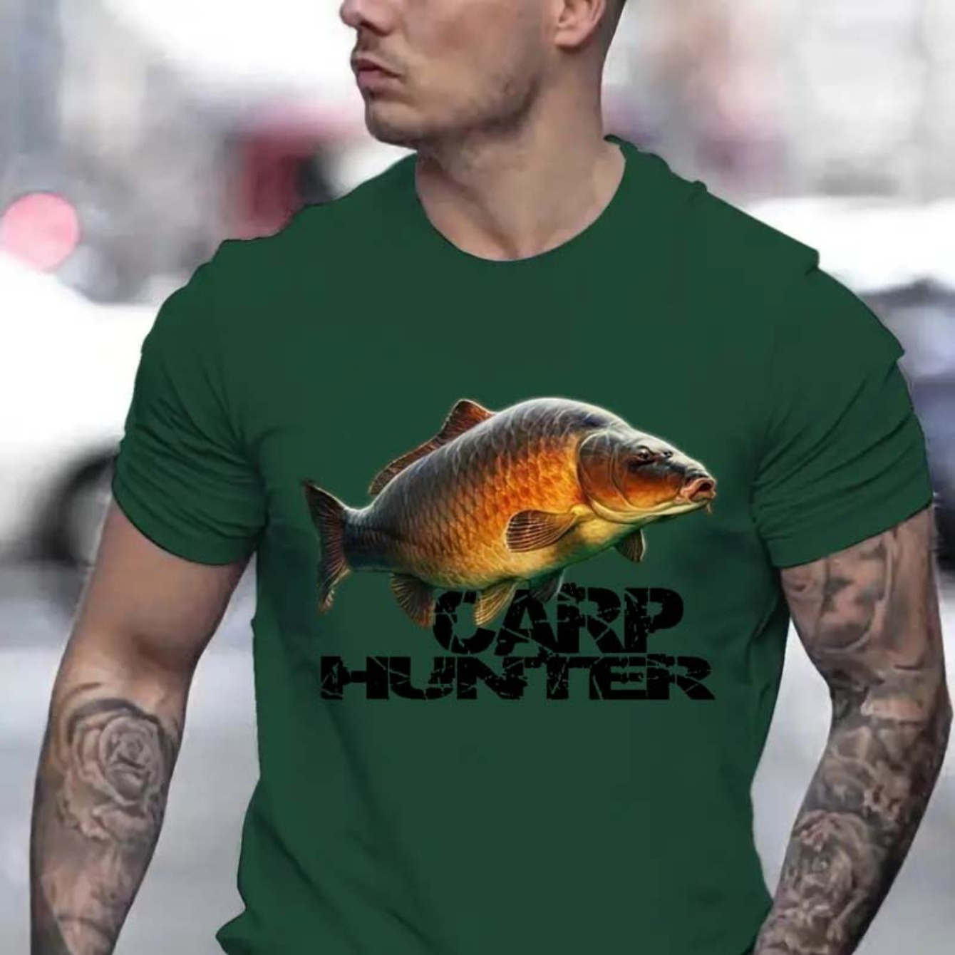 

T-shirt à manches courtes pour homme avec imprimé créatif de poisson, t-shirt de sport décontracté à col rond, vêtements de fitness confortables pour les activités de plein air.