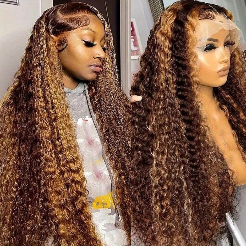 

Highlight 13x4 Hd Lace Front Wigs Human Hair 26 Inch 4/27 Deep Wave Wig Human Hair Honey Blonde Curly Glueless Lace Frontal Wig Human Hair Pre Plucked 180% Density With Baby Hair (26inch)