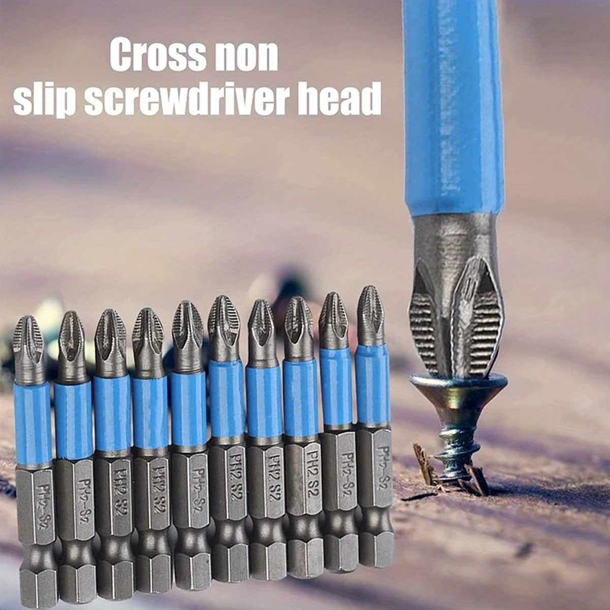 

6-piece Magnetic Anti-slip Screwdriver Cross Drill Bit Set (ph1 Pz1 Ph2 Pz2 Ph3 Pz3), 50mm Long Cross Head With Teeth 1/4 Inch Hex Shank Single Drill Bit, Suitable For Electric Screwdriver Drill