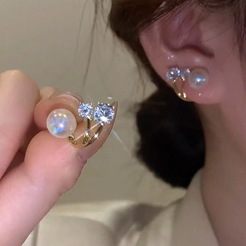 TEMU Pearl Decor Stud Earrings Elegant Alloy Jewelry Female Gift
