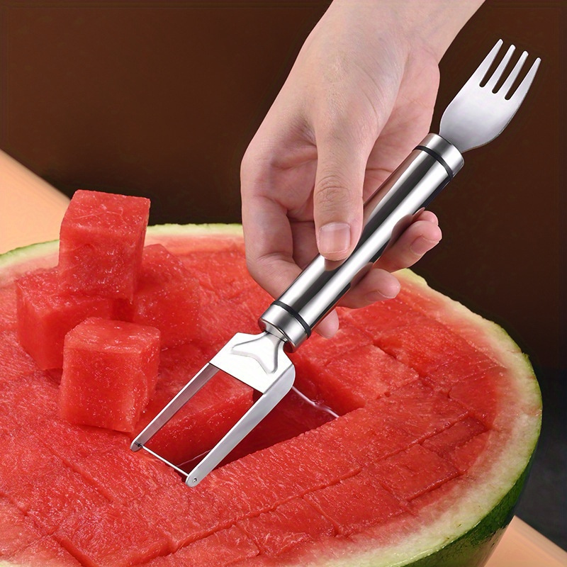 

Stainless Steel Watermelon Cutting Fork: Multifunctional Melon Divider, Creative Cutting, Kitchen Utensil