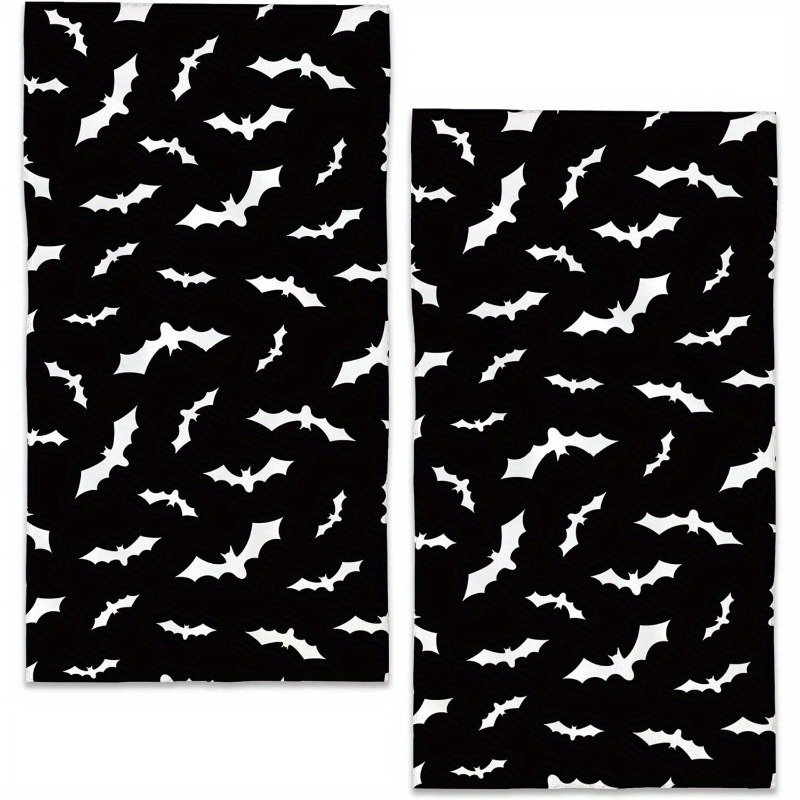 

2pcs Halloween Bat Design Ultra-soft Hand Towels, Modern Polyester Blend, 18 X 26 Inches, Ideal For Bathroom, Gym, Kitchen, Hotel, Yoga, And Gifts