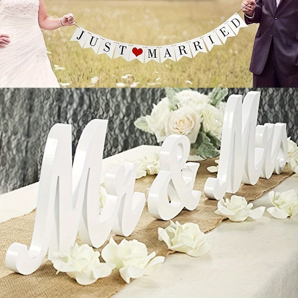 

1pc Rustic Mr & Mrs Wooden Letters For Wedding Table Decor - Ideal For Anniversaries, Valentine's Day, And Special Occasions