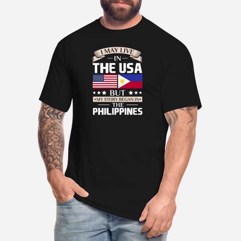 

May Live In Usa Story Began In The Philippines-1846 Funny Men’s Short Sleeve Graphic T-shirt Collection Black