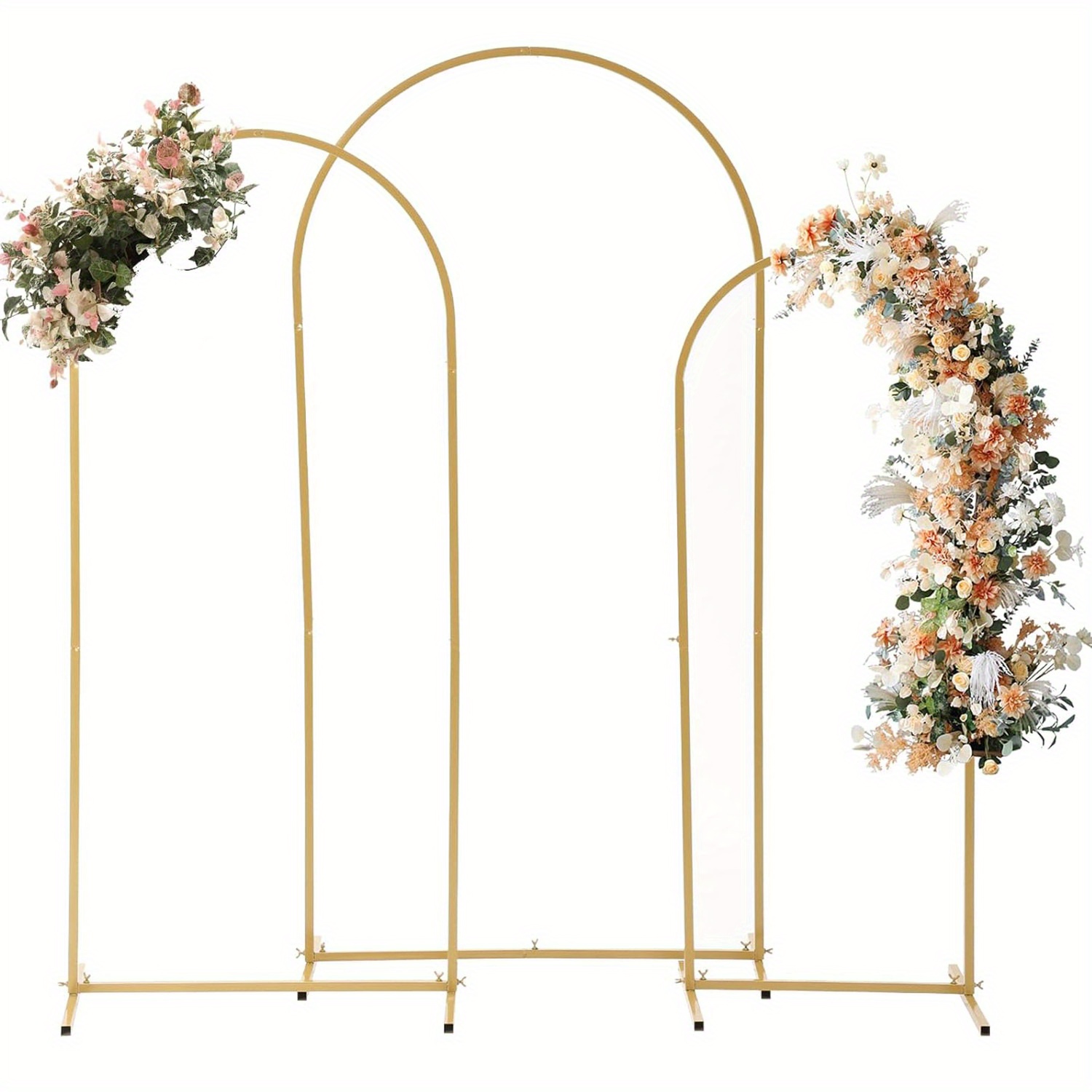 

3pcs (7.2ft+6.6ft+6ft) Arch Backdrop Stand Wedding Arches For Ceremony Metal Gold Balloon Arch Frame Stand Garden Flower Balloon Arch For Birthday Bridal Party Arch Decoration