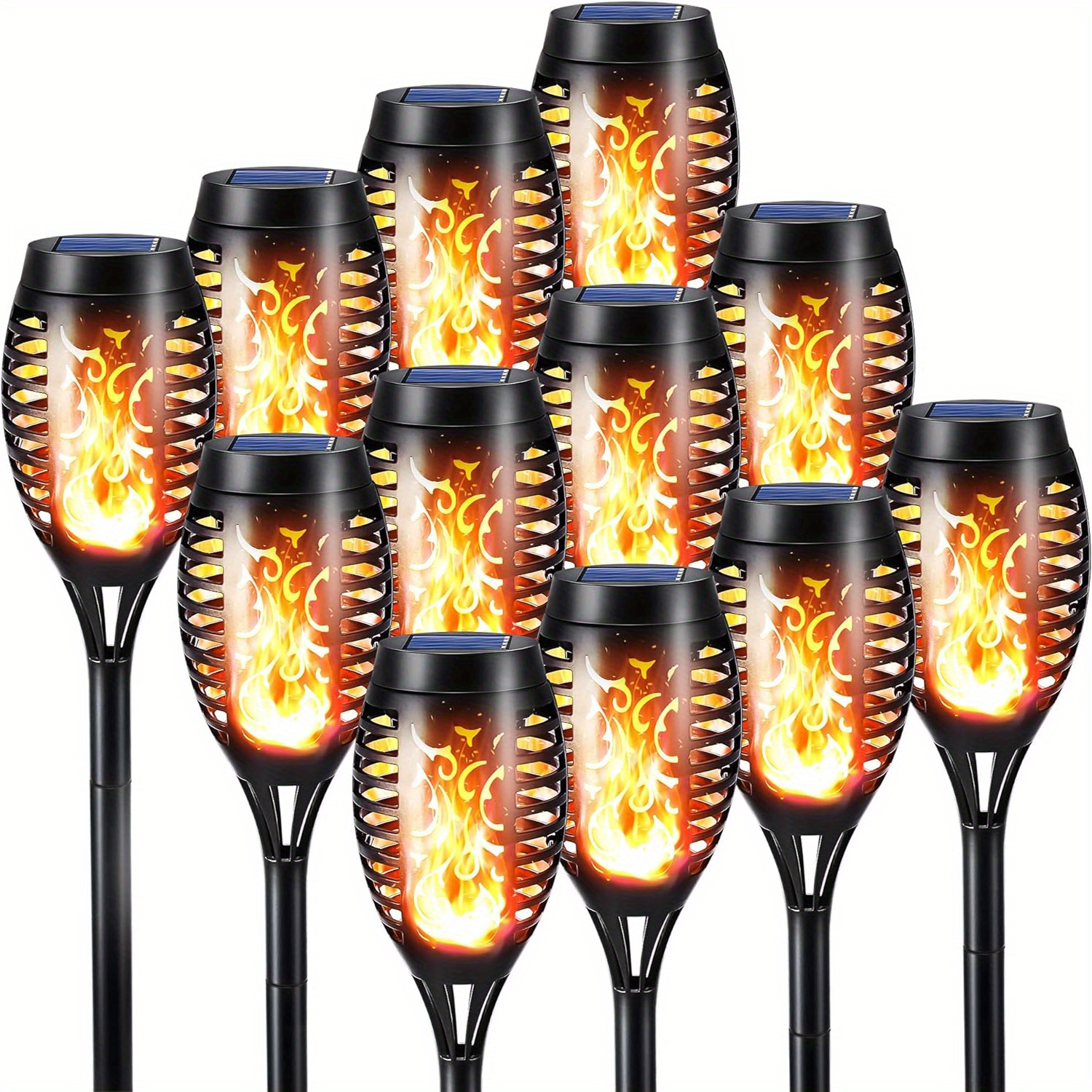 

12 Pack Solar Torch Flame Lights, Solar Lights Outdoor With Flickering Flame, Waterproof Solar Pathway Lights Landscape Decoration Flame Torches For Outside Patio Pathway Yard Decorations
