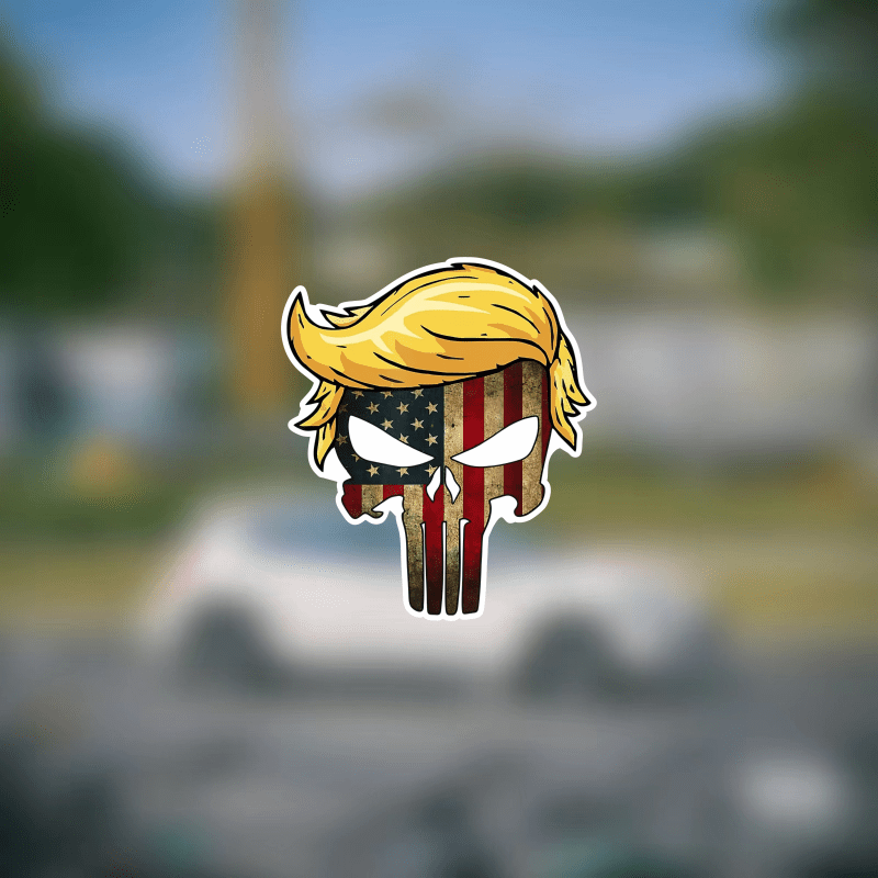 

Patriotic With Hair Decal - Vinyl Sticker With American Flag Design, Matte Finish, Irregular Shape, For Car, Laptop, Wall, Window, Bumper, Self-adhesive Waterproof Trump-inspired Gift