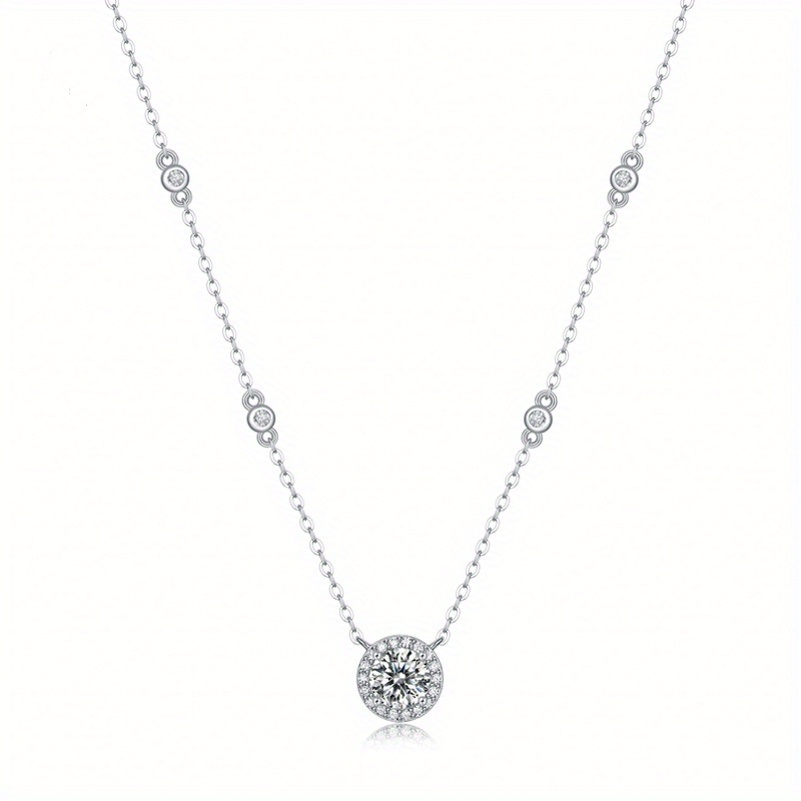 

925 Sterling Silver Moissanite Chain Necklace - Dazzling Clavicle Chain With Simple, Hip - Perfect For Mardi Gras Day, Banquet, And Party Occasions