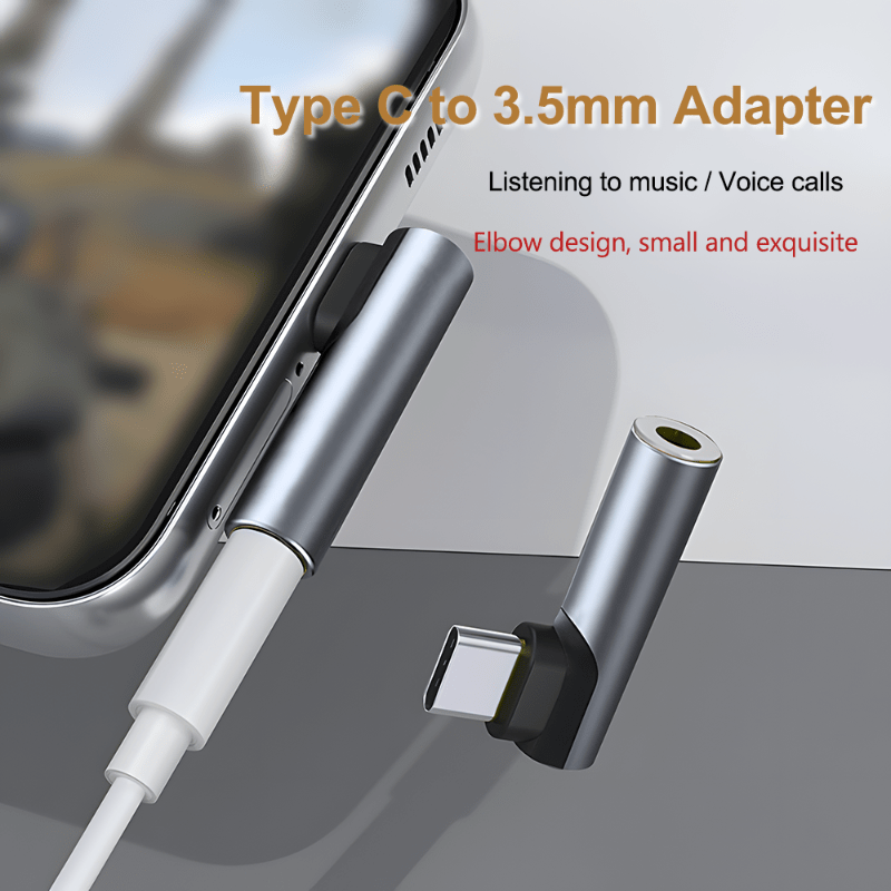 

Usb-c To 3.5mm Headphone Adapter, 90 Elbow C Aux Dongle Dac For - , Uncharged , Battery