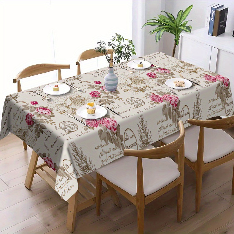 

Elegant Waterproof & Oil-resistant Tablecloth - Easy Clean, Non-slip Dining Cover For Kitchen And Restaurant Use, Polyester, Rectangular Waterproof Tablecloth Outdoor Table Cloth Waterproof