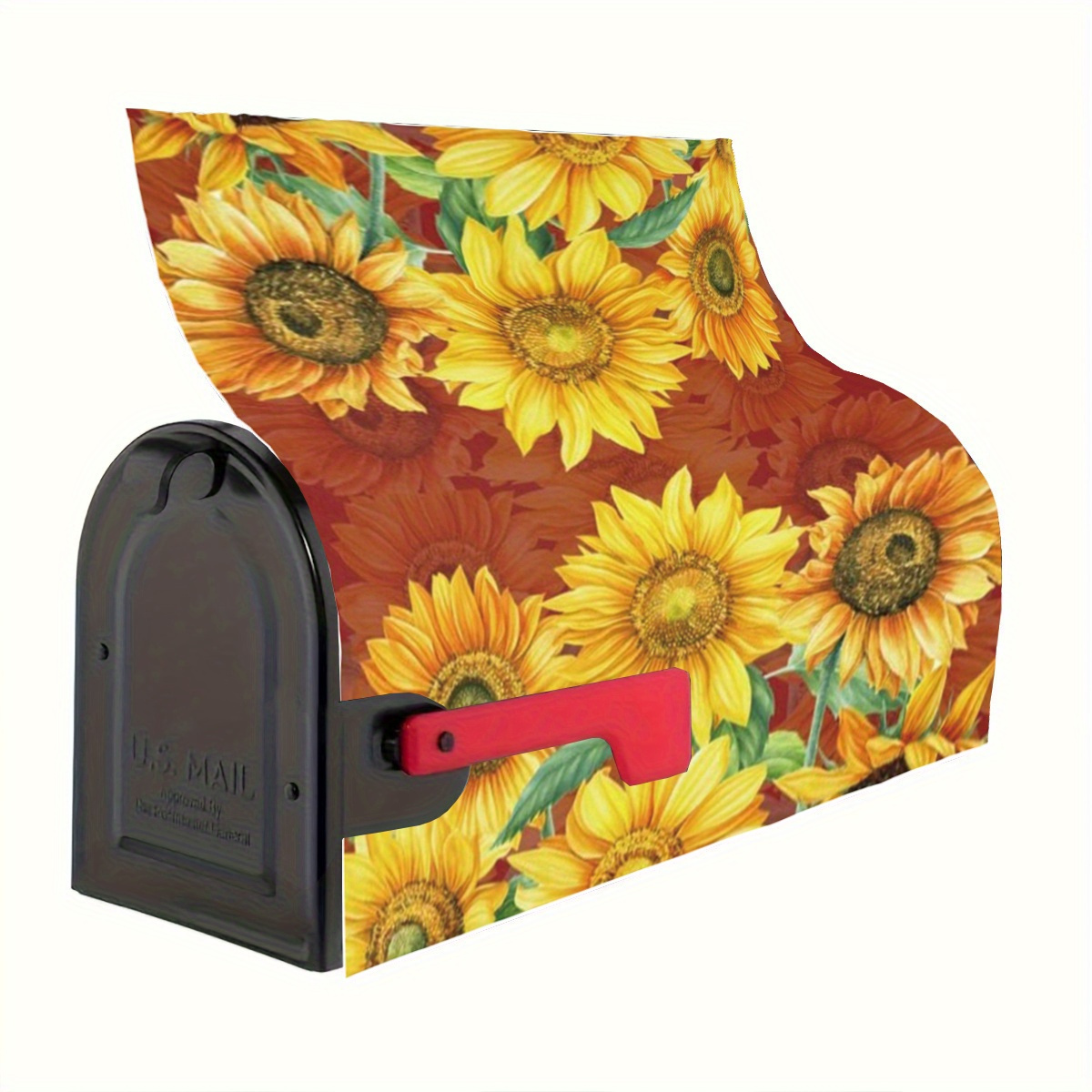 

Autumn Sunflower Magnetic Mailbox Cover - Waterproof Garden Mailbox Wrap With Festive Floral Design, Standard Size 21x18 Inches - 1pc