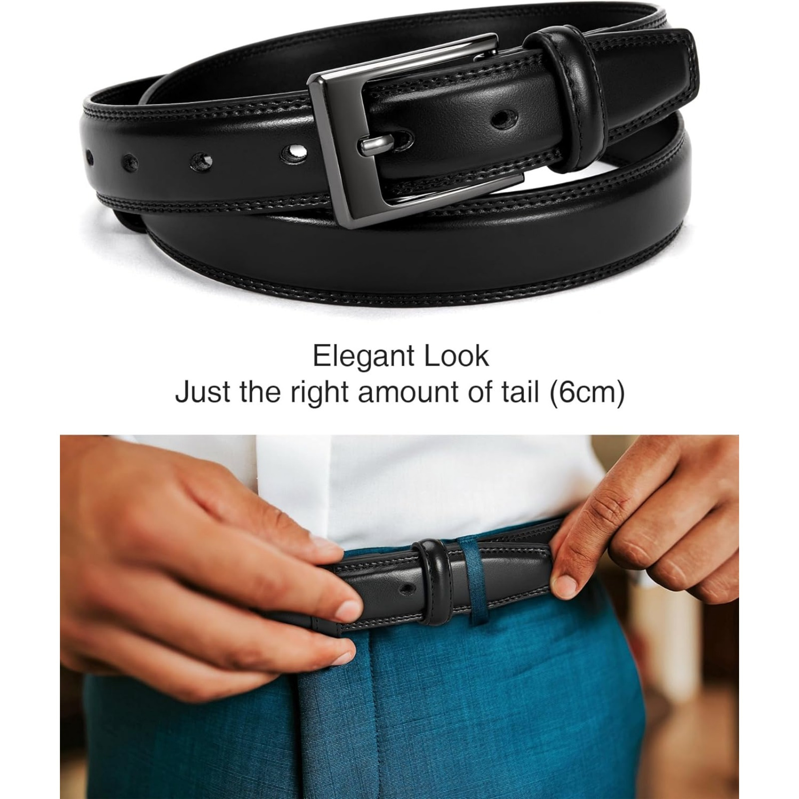 

Chaoren Mens Dress Belt - Genuine Leather Belt For Men 1 1/8" Formal - Perfect Companion To Mens Dress Shoes