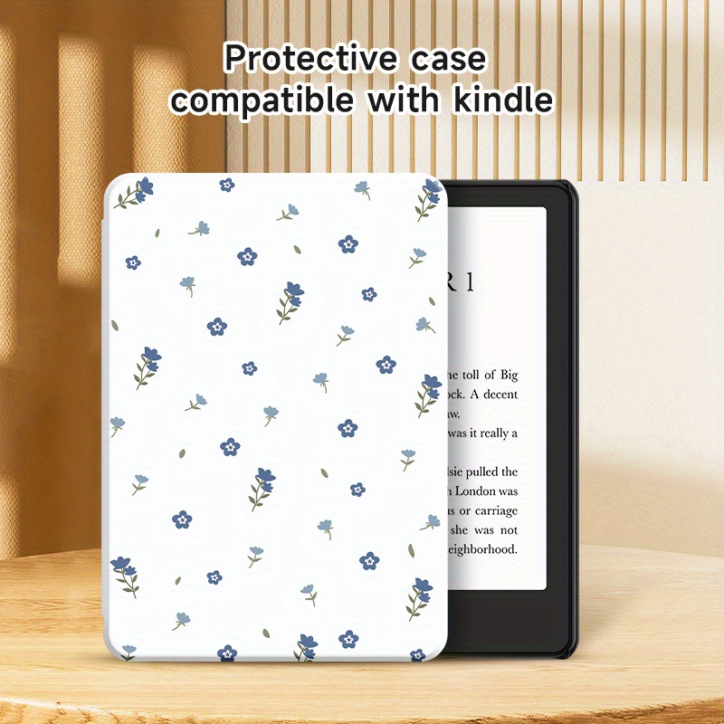 

Protective Case For Paperwhite (11th Gen 2021) & 10th Gen 2019: Small Blue Flower Pattern Pu Leather Cover With Auto Wake/sleep Function