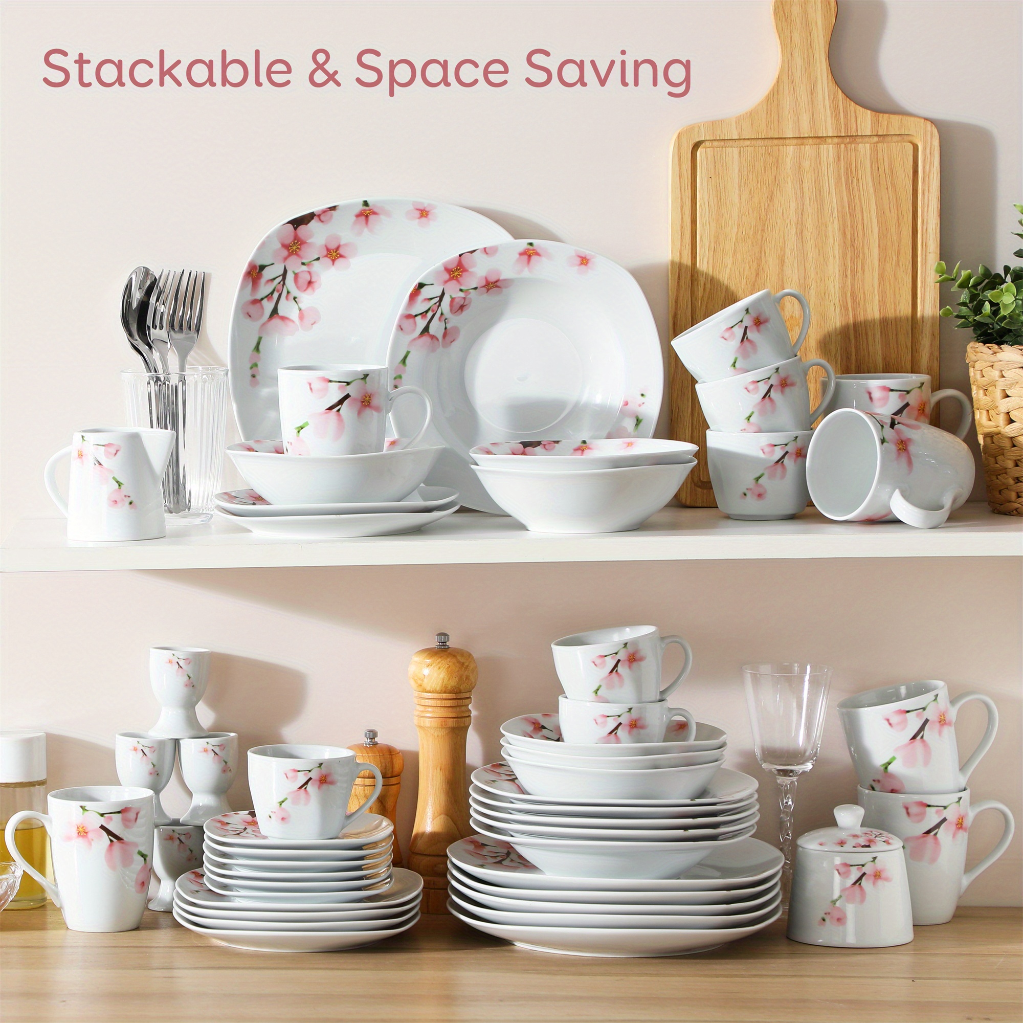 Image of 100pcs Porcelain Dinner Set Including 8pcs Milk Jug And Set, Egg Cups, Cup And Saucer Set, Mugs, Dessert Plate, Soup Plate, Bowl, Dinner Plate Set Service For 12