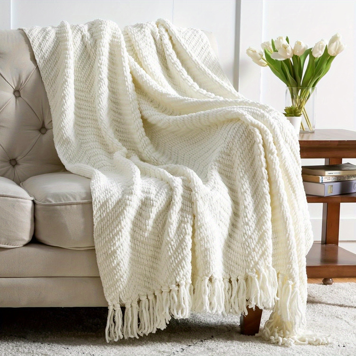 

Bedsure Blankets For Couch, Twin, Throw Textured Knit Woven Blanket, - Super Soft Warm Decorative Blanket With Tassels For Couch, Bed, Sofa And Living Room