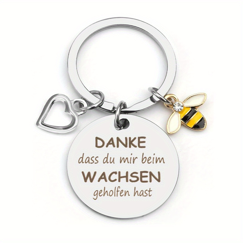 Single Diamond Heart Stainless Steel Danke German Stainless Steel Danke Keychain