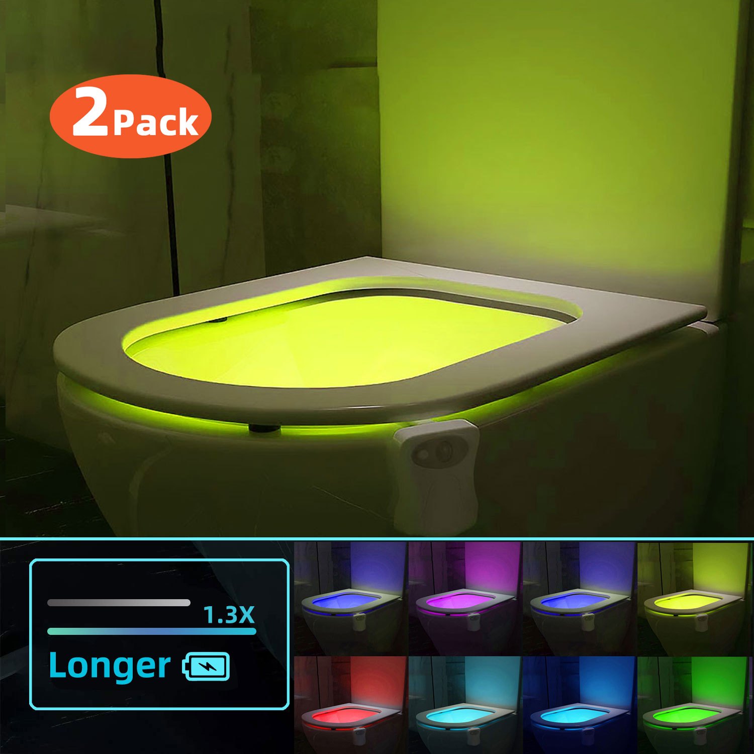 

2 Pcs Toilet Light Human Motion Sensor Toilet Seat Light Inside Toilet Bathroom Night Light For Toilet Bowl Gift 16 Colors