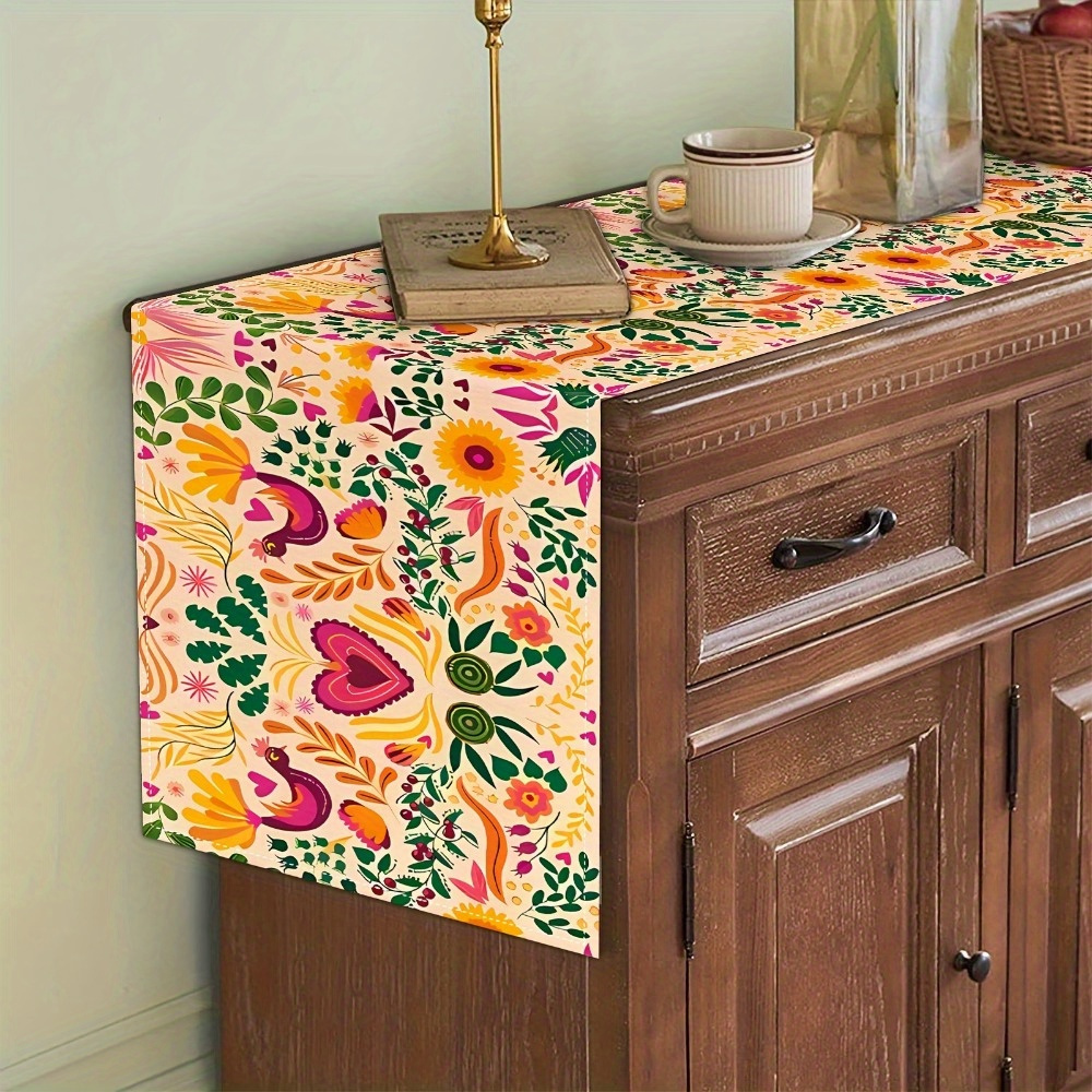 

Festive Mexican Table Runner - Colorful De & Dia De Los Muertos Design, Polyester, Rectangular Kitchen & Dining Decor, Table Runner, Mexican Style, De , Dia De Los Muertos, Decoration