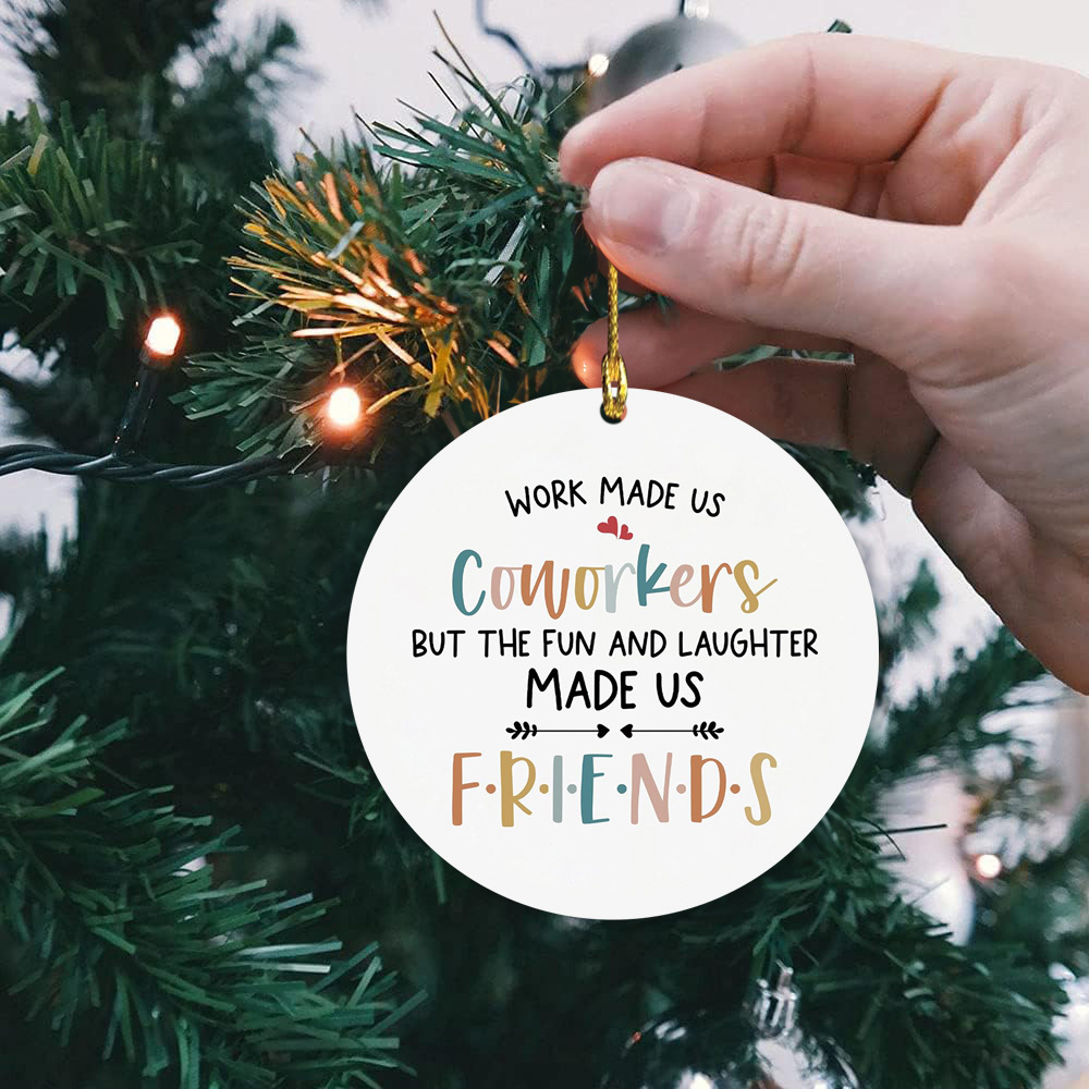 

1pc Acrylic Christmas Tree Ornament Pendant - Coworkers To Friends Inspirational Quote - Non-electric, Festive Holiday Hanging Decoration For Home & Office Parties