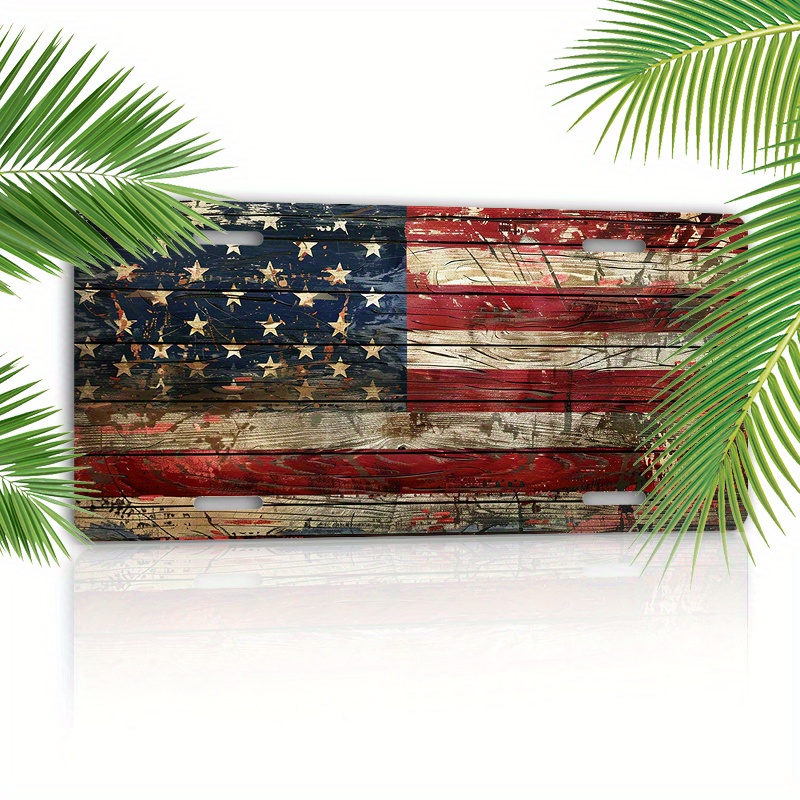 

American Flag Aluminum License Plate Cover - 6x12 Inch, Waterproof & Rust-resistant,