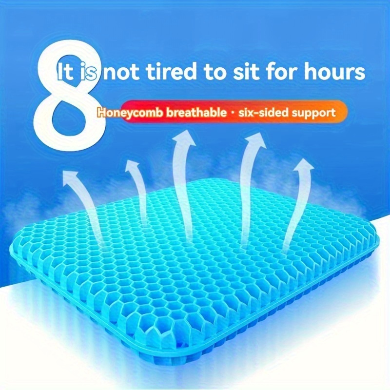 

Ergonomic Honeycomb Gel Seat Cushion, 1pc - Pvc Breathable Supportive Pad For Office, Home, Car - Non-slip, Pressure- Cooling Chair Cushion