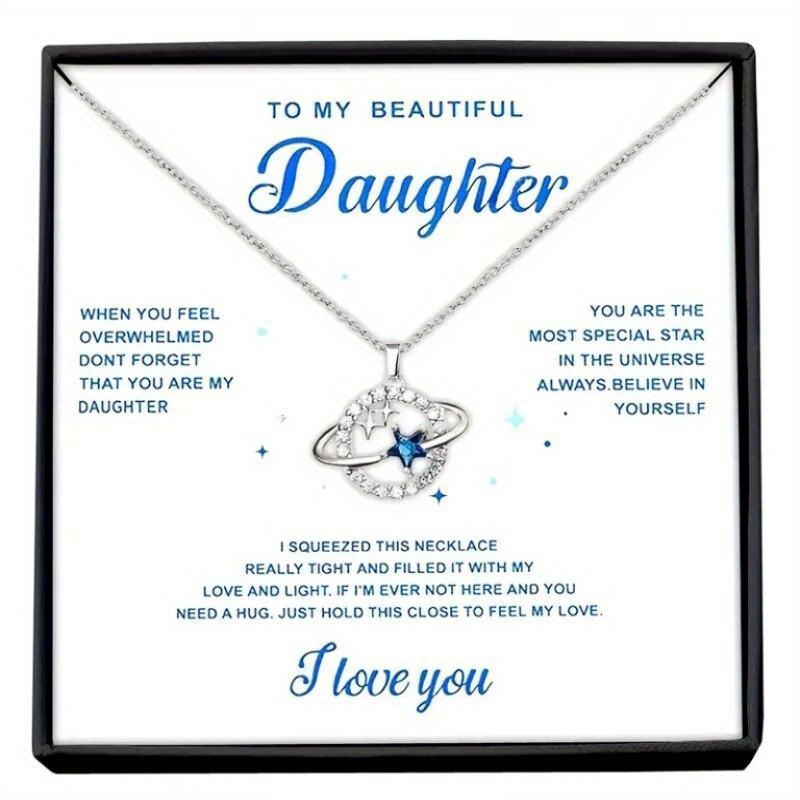 

Stylish And Elegant Star Pendant Necklace With Card Gift Box Accessories For Holiday Birthday Christmas Gift