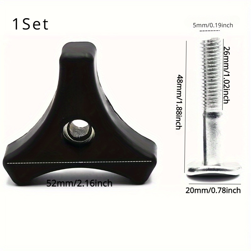1 Set Durable Metal Triangle Handle Knob With Screw Bolt, Nuts & Washers - Secure Fastening For Diy Projects