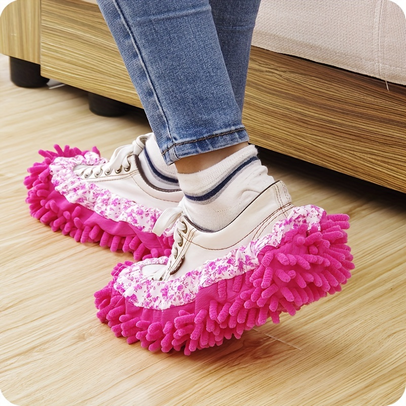 

2-pack Lazy Mop Slippers – Reusable, Detachable, Washable – Chenille Dust Mop Shoes Cover For Floor Cleaning – No Electricity Household Cleaning Tool For Living Room, Bedroom